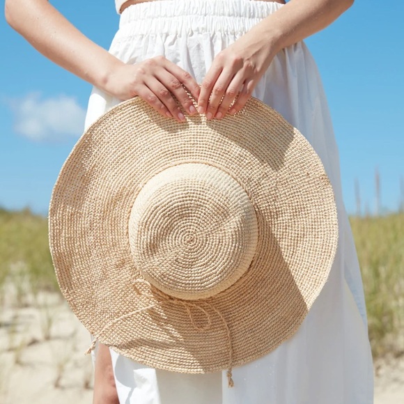 NWT Mar y Sol Grace Raffia Crocheted Sun Hat Natural - Picture 4 of 8